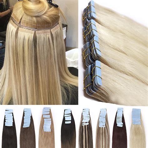 Thick 200g 80pcs Tape In Remy Human Hair Extensions Skin Weft FULL HEAD ...