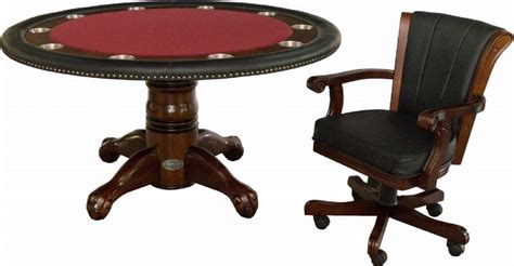 Berner Billiards 60 Round Poker Table + 4 Chairs in Dark Walnut Finish