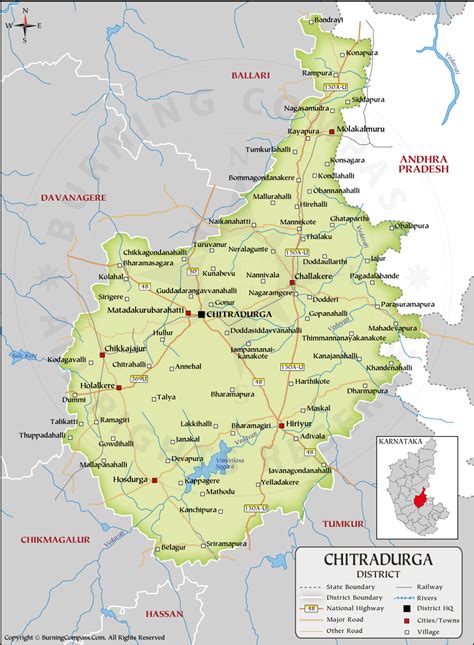 Chitradurga District Map, Karnataka, India