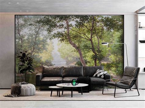 3D Forest Wallpaper, River Wall Mural, Spring Wall Decor, Landscape ...