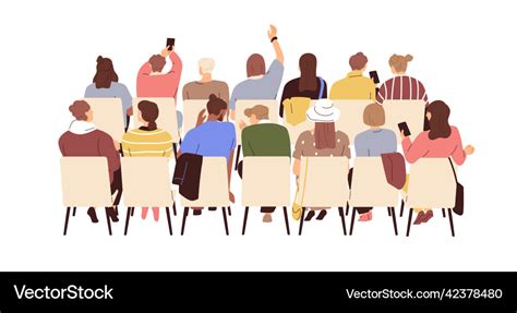 Audience back view behind people group sitting Vector Image