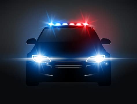 Premium Vector | Police car light siren in night front view. patrol cop emergency police car ...