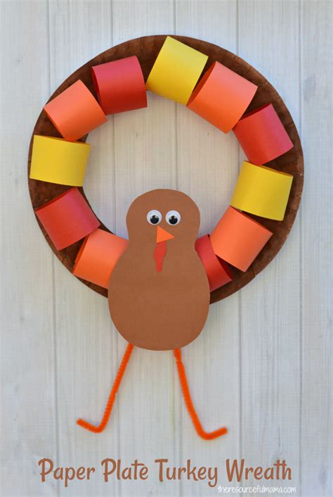 Paper Plate Turkey Wreath Craft - The Resourceful Mama