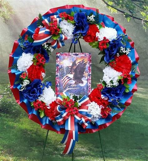 Patriotic Cemetery Wreath Red White and Blue Cemetery - Etsy | Diy spring wreath, Wreath crafts ...