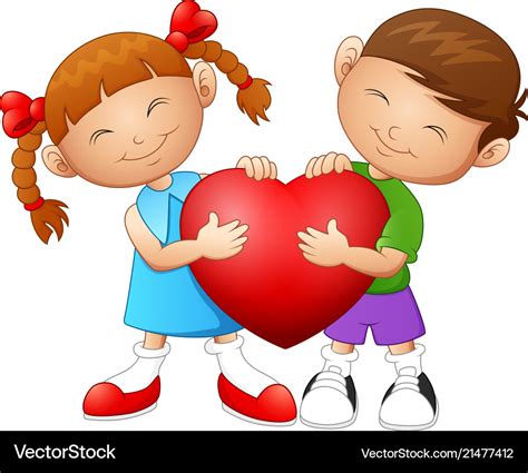 Cartoon couple in love holding heart Royalty Free Vector