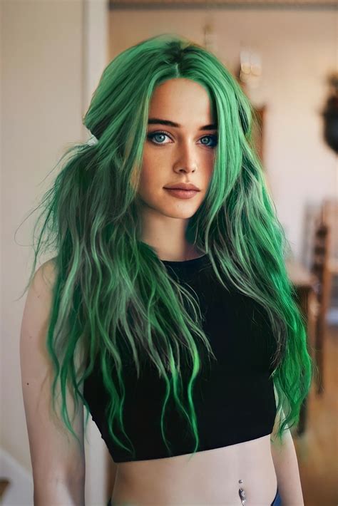 Petricore green hair fashion jewelry Green Hair Girl, Green Hair Colors, Pretty Hair Color, Pink ...