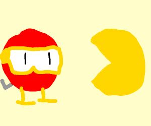 Pooka from dig dug meets pacman - Drawception