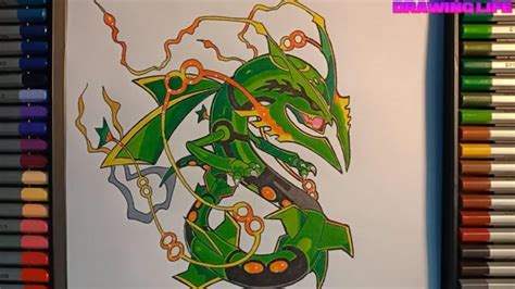 vẽ huyền thoại Mega Rayquaza-Drawing Pokemon | Drawing, Pokemon, Phim ...