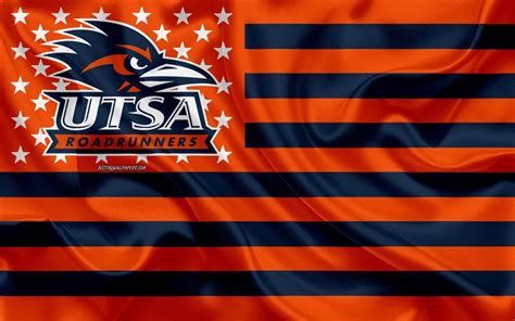 Download wallpapers UTSA Roadrunners, American football team, creative American flag, orange ...