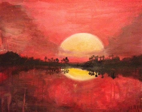 "Red Sunset" | Red sunset, Art, Painting