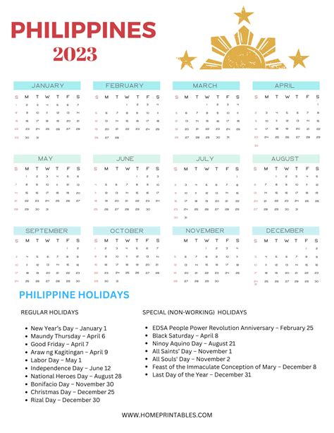 List of 2023 Philippines Calendars with Holidays - Free Download!