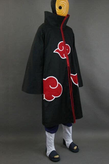 Naruto Akatsuki Tobi Uchiha Obito Robe Cloak Coat + Resin Mask Cosplay Costume | eBay