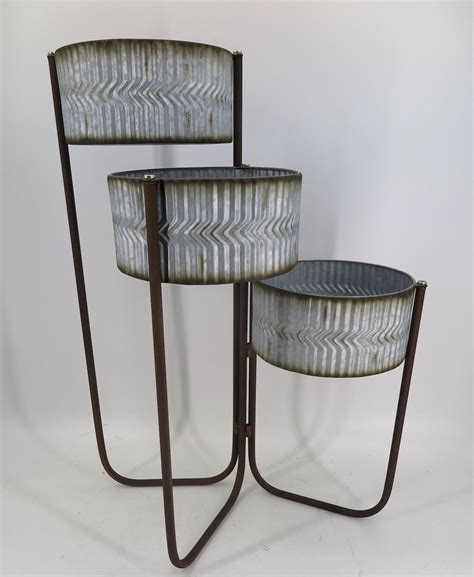 3 Tier Round Metal Planters On Black Frame Plant Stand - Walmart.com