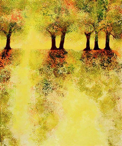 Autumn trees in yellow landscape Painting by Doris Charest - Fine Art America