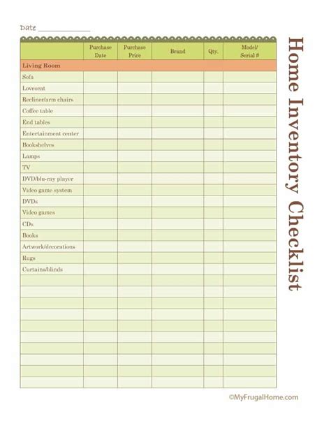 Printable home inventory checklist – Artofit