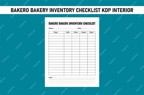 Premium Vector | Bakero bakery inventory checklist kdp interior