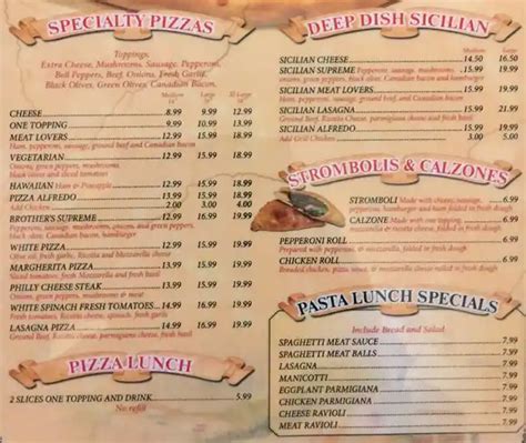 Menu at Little Brother's Pizza pizzeria, Burleson