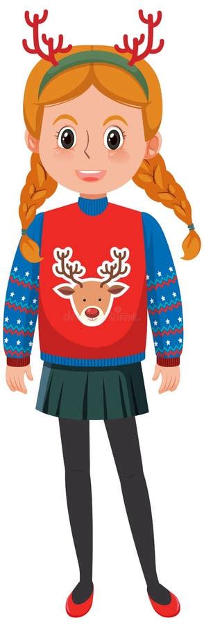 A Girl Wearing Winter Christmas Outfits Stock Vector - Illustration of celebrate, cloth: 241459111