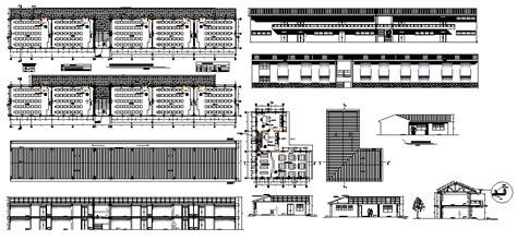 School building plan design view dwg file - Cadbull