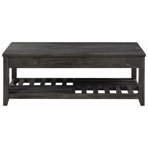 Coaster Occasional Group Gray Finish Lift Top Coffee Table with Slat Shelf | A1 Furniture ...