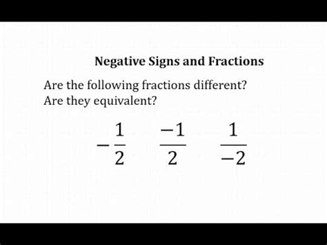 Fractions and Negative Signs - YouTube