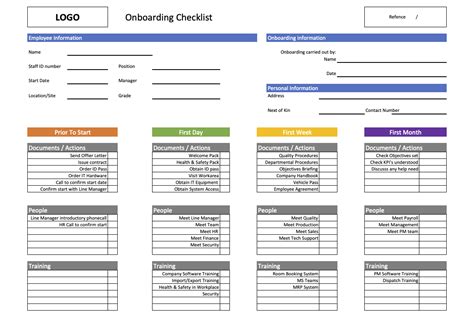 Onboarding Checklist Excel Template