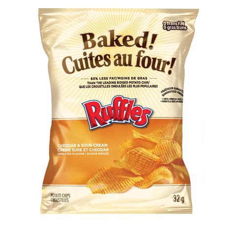 Baked! Snack Chips, Ruffles Cheddar and Sour Cream, 32 g, 40/CT | Grand & Toy