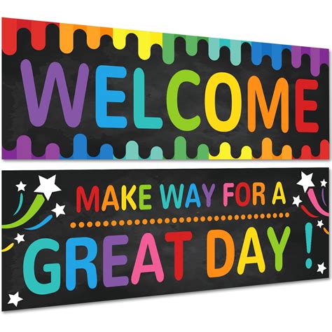 Buy 2 Pack Motivational Classroom Decorations, Welcome Banner for ...