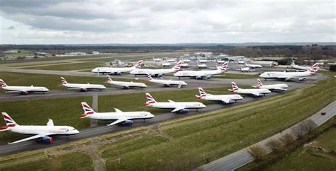 Impressive aerial footage shows British Airways planes parked at ...