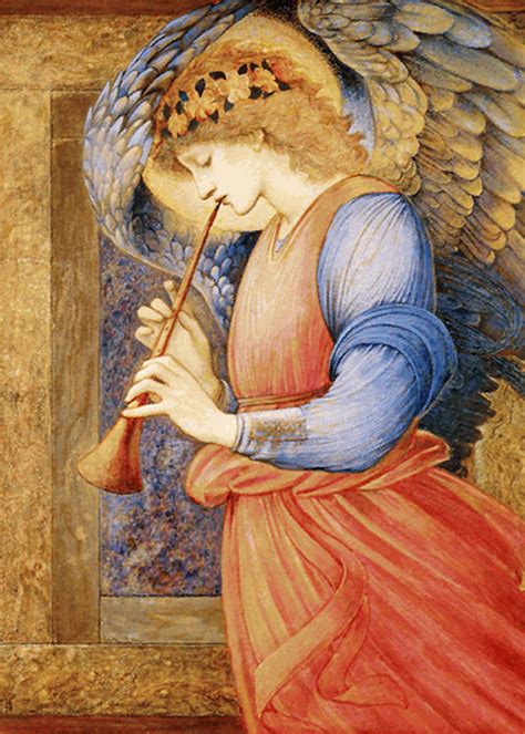 Edward Burne Jones - An Angel playing a flageolet - Masterpieces Adult Coloring Pages