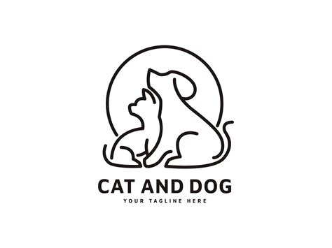 Cat and dog line art template logo by vexperlogo on Dribbble