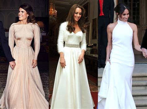 Comparing Eugenie, Meghan and Kate's Wedding Evening Dresses