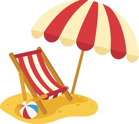 silla de playa de madera con ilustración de sombrilla 3240532 Vector en Vecteezy