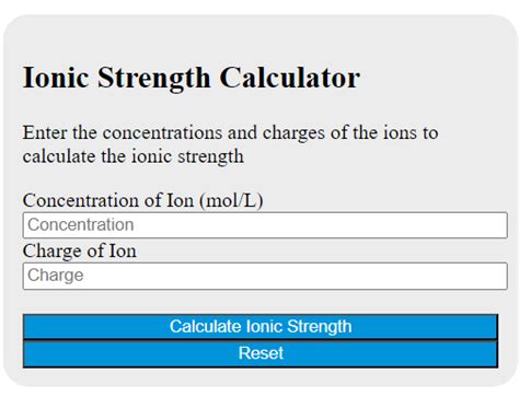 Ionic Strength Calculator - Calculator Academy