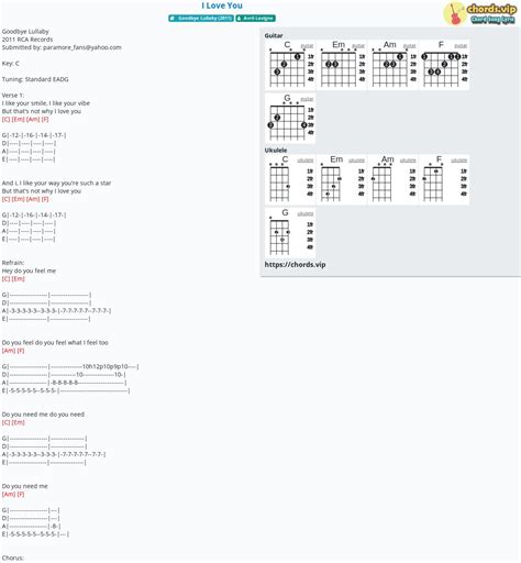 Chord: I Love You - tab, song lyric, sheet, guitar, ukulele | chords.vip