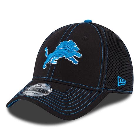 Men's Detroit Lions New Era Black Crux Line Neo 39THIRTY Hat