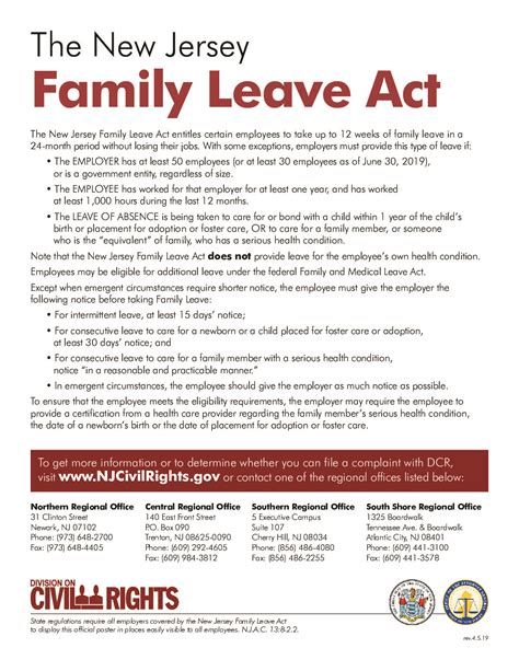 Free New Jersey Family Leave Poster Labor Law Poster 2021