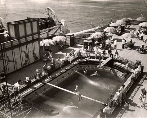 Models frolic in the First Class pool, Italian Line REX, 1930s | Italian cruises, Cruise liner ...