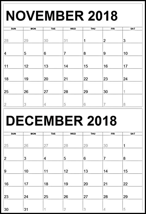 November December 2018 Calendar Pdf #novemberdecember2018calendar | Calendar pdf, Calendar ...