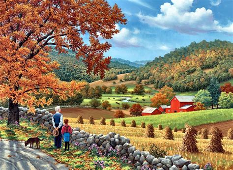Memories Artwork Scenery Landscape Farm Field Harvest Painting Autumn | Landscape paintings ...