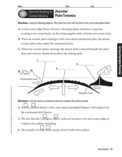 Plate Tectonics Worksheet Answer Key — db-excel.com