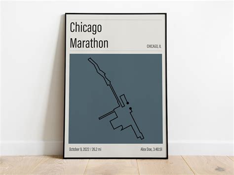 Personalised Chicago Marathon Print Marathon Route Map 5 - Etsy