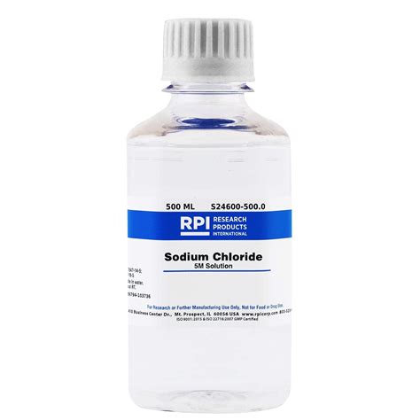 Sodium Chloride 5M Solution, 500 Milliliters: Amazon.com: Industrial ...