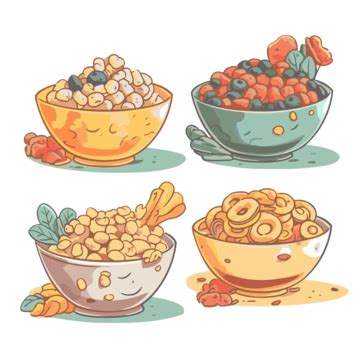 Cereal Clipart Cereals In Bowls Vector Illustration Cartoon, Cartoon ...