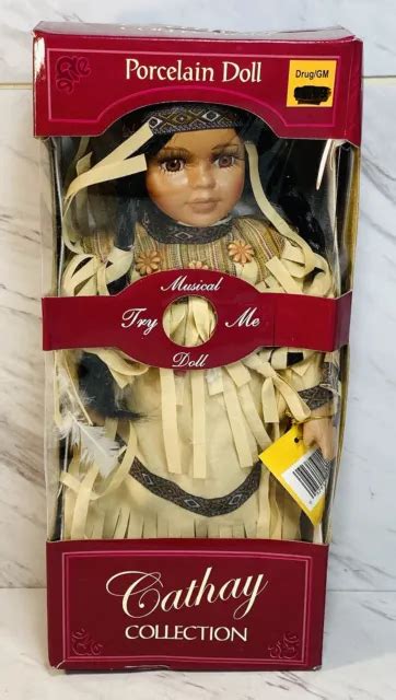 VINTAGE CATHAY COLLECTION Porcelain Hand Crafted Native American Doll NEW 12” $41.57 - PicClick