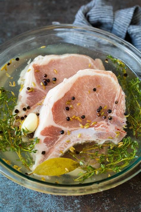 This pork chop brine is a blend of salt, sugar, herbs and spices that infuses the meat with ...