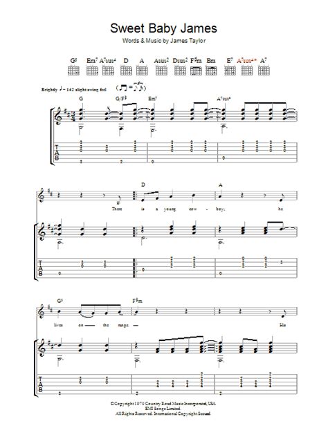 Sweet Baby James Guitar Tab by James Taylor (Guitar Tab – 36691)