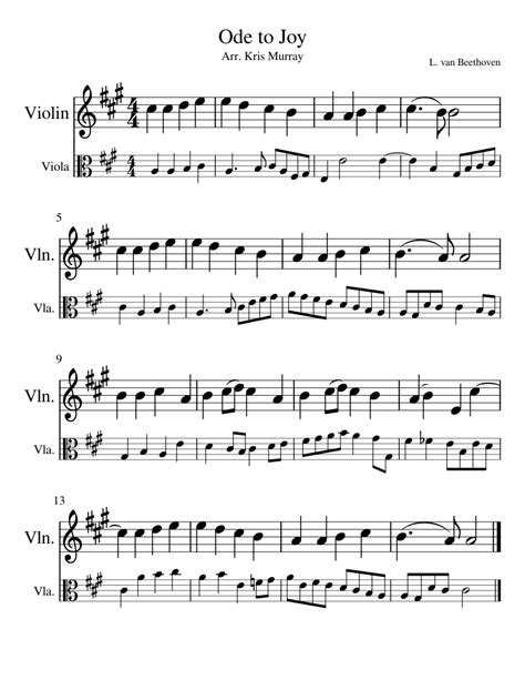 Ode to Joy Sheet music for Violin, Viola | Download free in PDF or MIDI ...