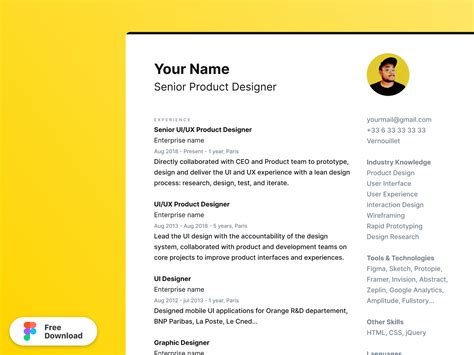 CV / Resume - Figma Template by Alexis Riols on Dribbble