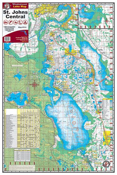 St. Johns River Central Lake Map by Kingfisher Maps, Inc. | Maps.com.com